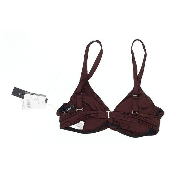 La Blanca Island Goddess Over-The-Shoulder Wrap Top Brown NWT 12 Mocha Brown - Picture 4 of 5